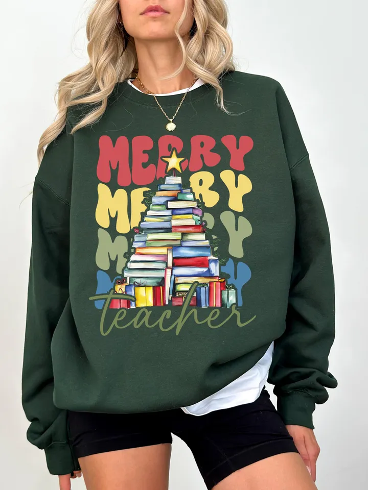 Merry teacher PNG, Teacher christmas PNG, Teacher SweaterShirts, Christmas Gifts, Merry Christmas Png, Sublimation Design Digital Download
