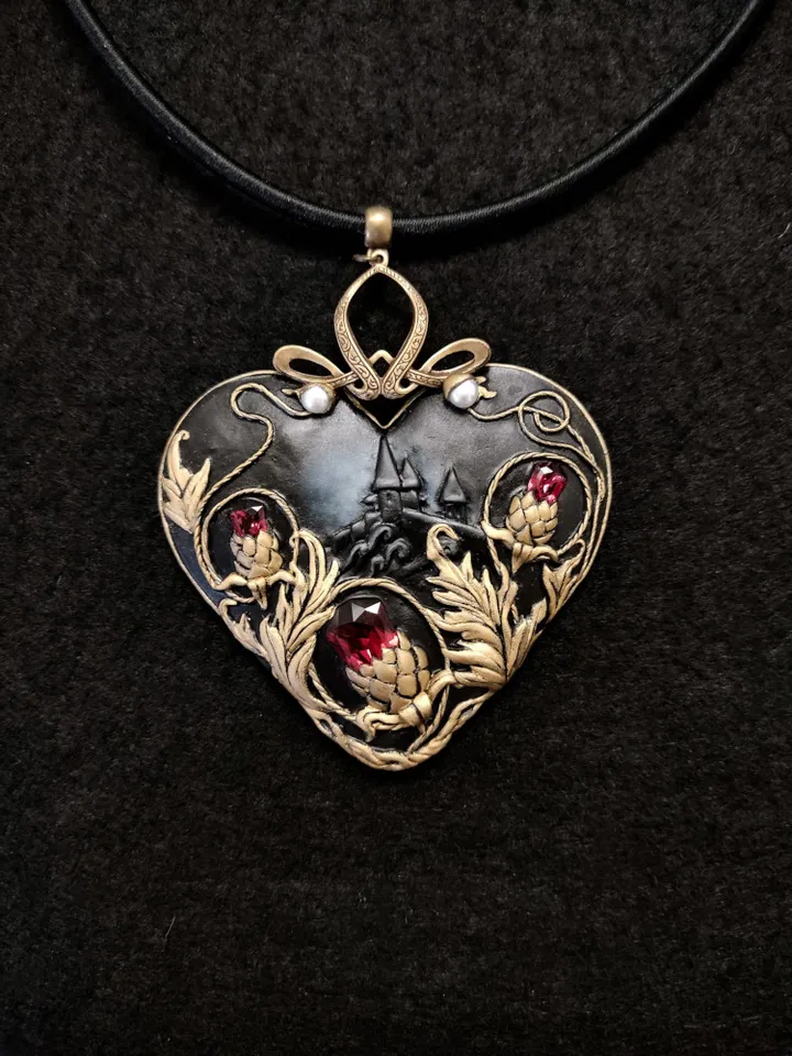Necklace with Thistle, Rococo necklace, renaissance jewejry, Thistle Scotland