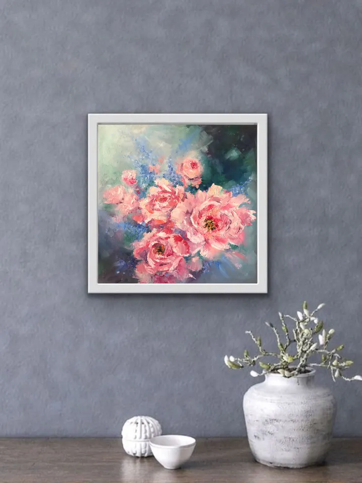Original Oil Painting Peony Flowers Painting Abstract Flowers Wall art