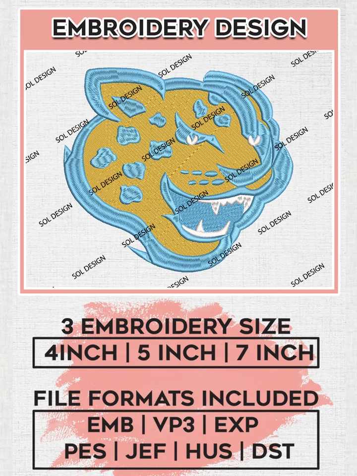 Southern Jaguars Embroidery Designs, NCAA Logo Machine Embroidery Files, NCAA Southern Jaguars Logo, NCAA Embroidery Designs, Machine Embroidery Designs, Digital Download