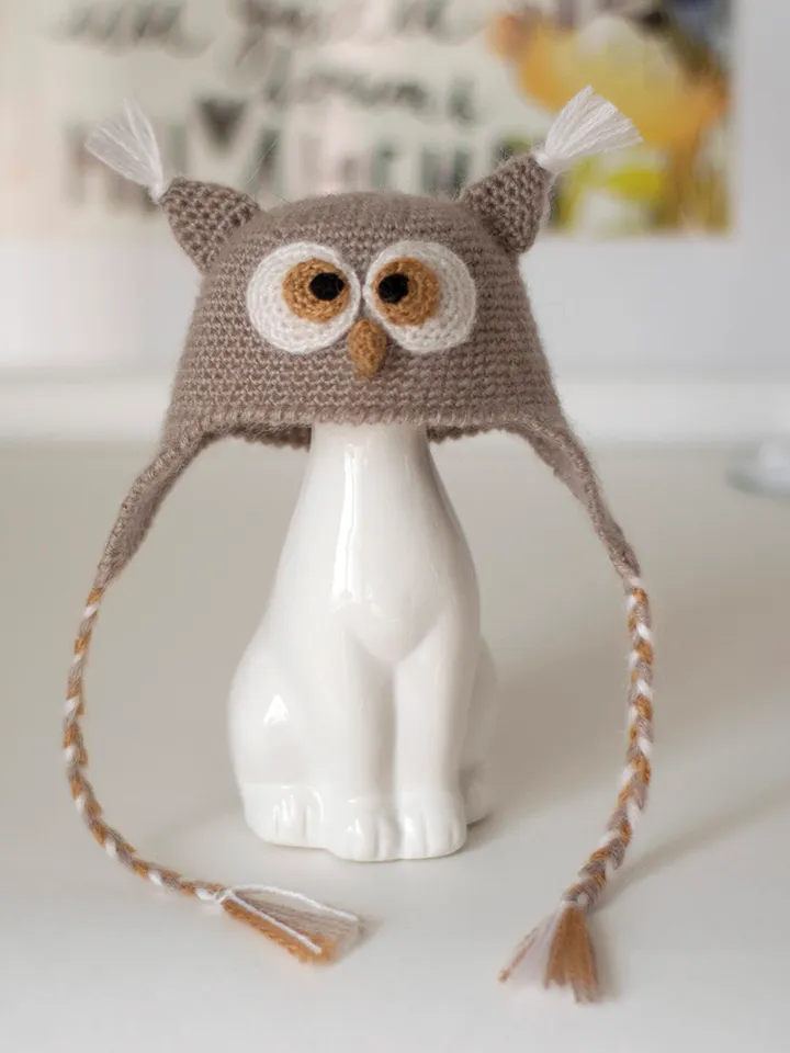 Owl hat for Paola Reina doll, Dumplings, Little Darling, Siblies RRFF for Halloween, animals hat with ears for doll