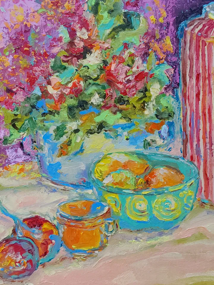 Oil painting on canvas 24x30cm (9.6x12inch) "Still life with citrus fruits"