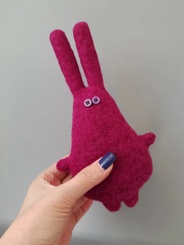 Pink rabbits sewing patterns PDF, set of 2 tutorials in English, rag doll sewing diy