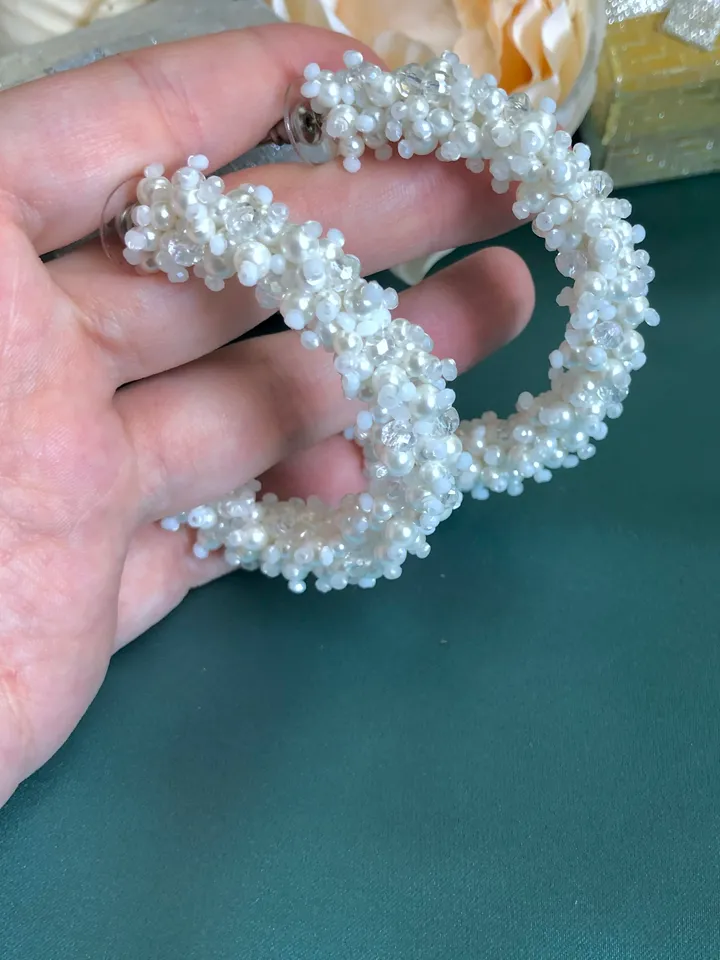Wedding Glossy Crystal Embroidered Earrings