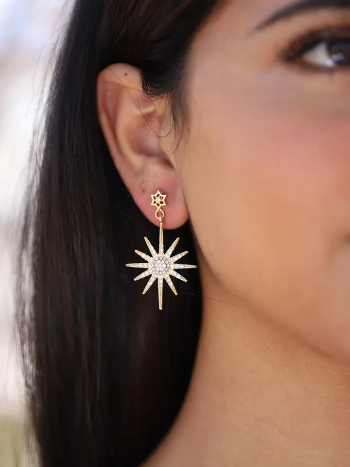 Boho Wedding Earrings, Celestial Wedding Earrings, Starburst Earrings, Gold Star Earrings, Sun earrings, Boho Statement Bridal Earrings,