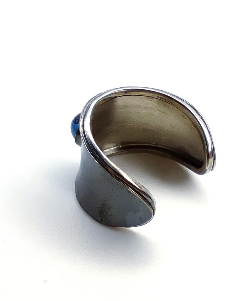 Designer ring with natural turquoise