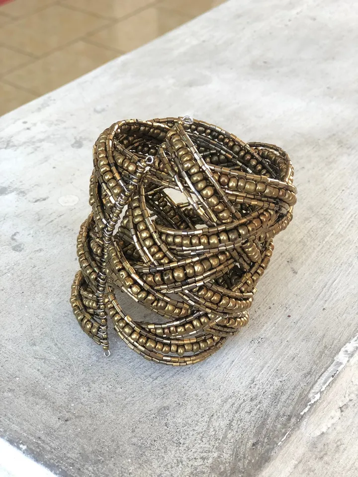Beaded handmade bracelet bronze color wide handmade, wide elegant beaded bracelet, beads artwork, beads bracelet wide woman, classy bracelet