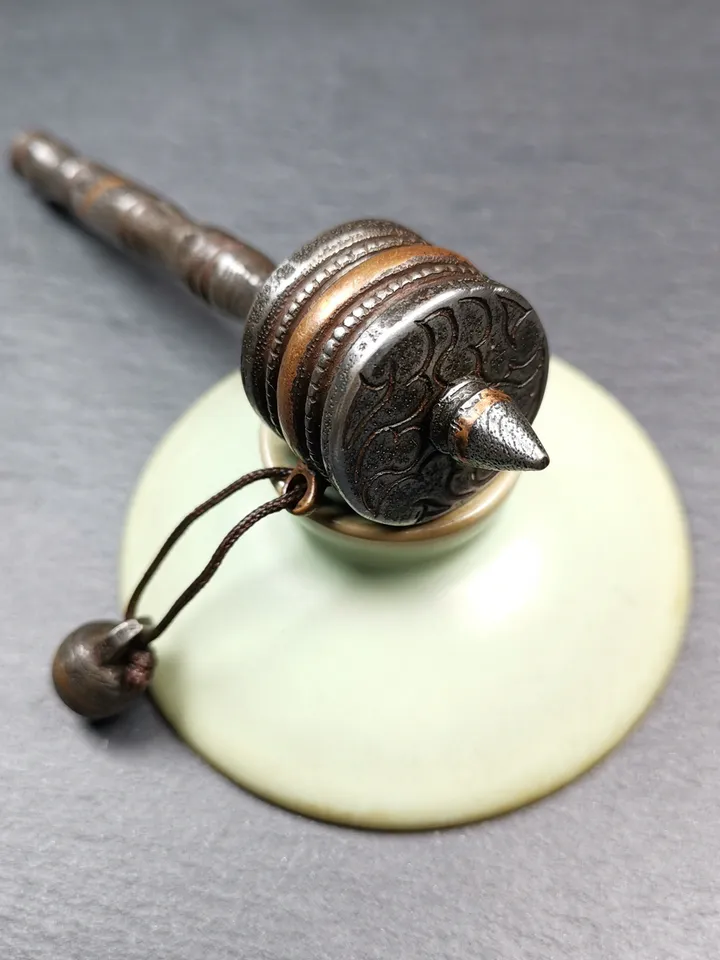 Gandhanra Handmade Tibetan Handheld Prayer Wheel,Mani Wheel,Small Size 13cm