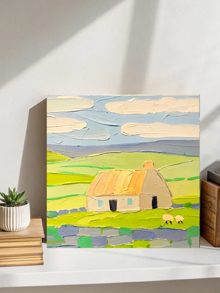 Ireland Painting Irish Cottage Original Art Sheeps Painting Landscape Impasto Oil Painting Farm Impressionist Art Gift by ArtProkopaloSv