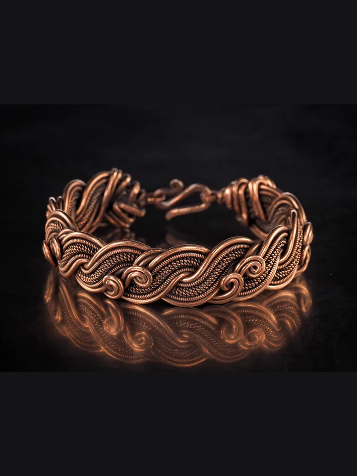Wire wrapped copper bracelet for woman Antique style copper jewelry WireWrapArt