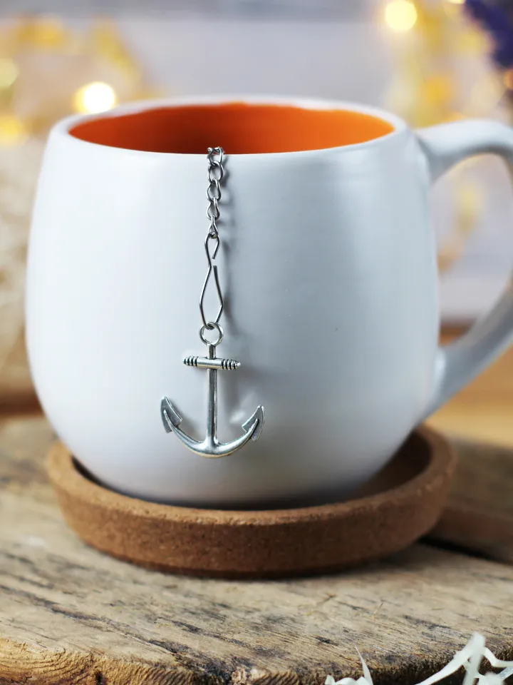 Nautical tea infuser for loose leaf tea, Tea Maker with anchor charm, Tea Steeper anchor pendant, Herbal tea gift
