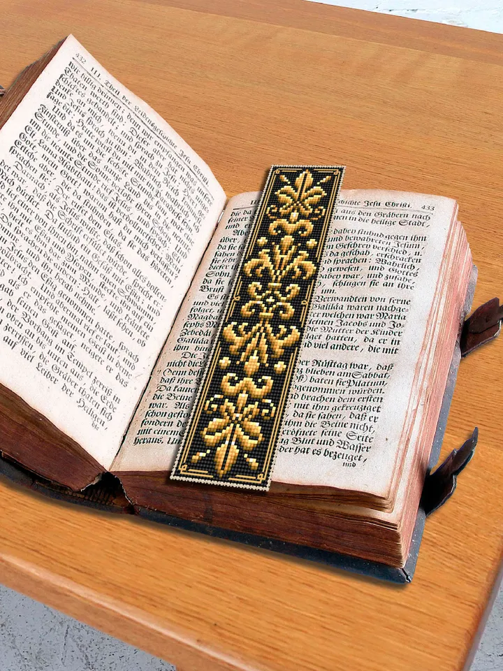 Floral ornament bookmark cross stitch pattern PDF download Easy Handmade bookmark digital PDF, Damask pattern Floral scroll embroidery #B133