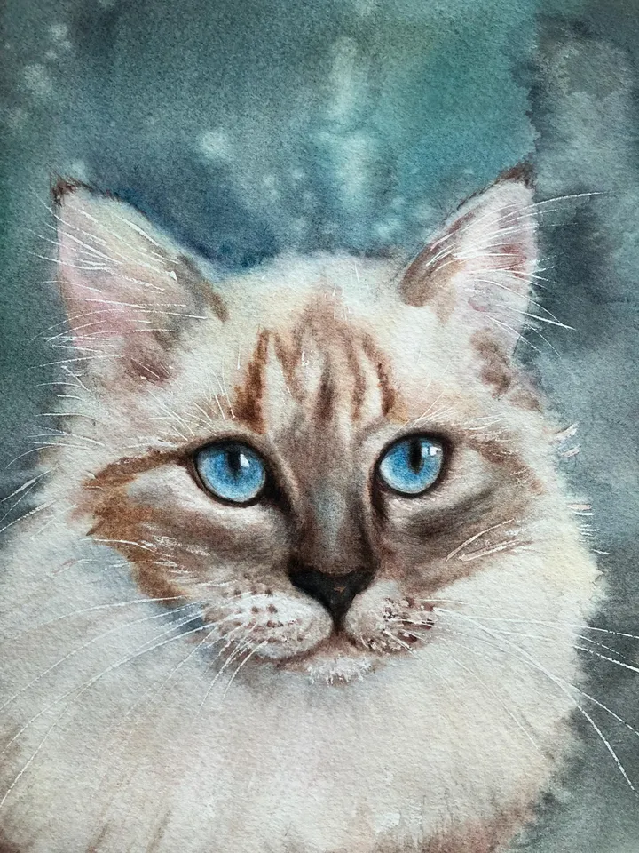 Kitty Painting Cats Original Painting Animals Watercolor Painting Cat Portrait
