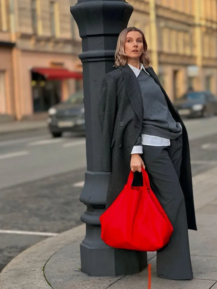 Genuine leather red oversize tote shopper triple handle big bag / everyday purse / handmade bags / designer bags / summer bag /