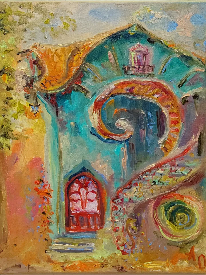 Oil painting on canvas "House. Enchanted Forest" 20x25cm (8x10inch)