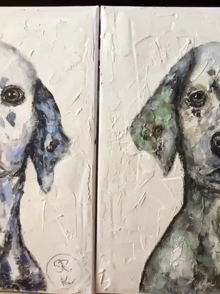 Dalmatian triptych,set of 3 Dalmatian dogs portraits,original acrylic paintings on canvas,childrens room decoration,unique handmade artwork