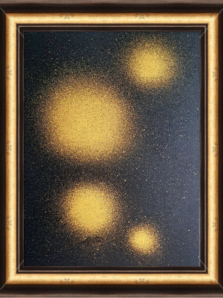Interior oil painting "Four suns" painting with gold