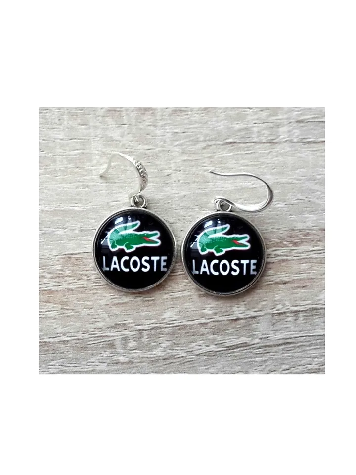 Lacoste earrings, Crocodile logo sport jewelry accessories, Lacoste polo earrings studs