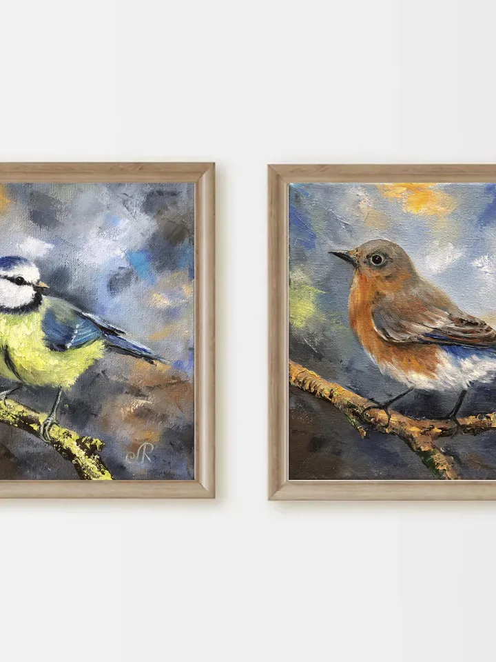 Bird Original Oil Painting Animal Painting Birds Wall Art