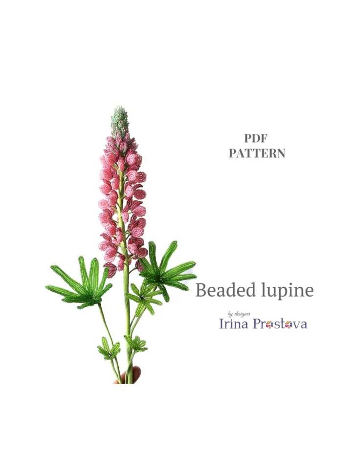 Beaded lupine, rose, cornflower | French Beaded Flowers pattern | Seed bead patterns | Beading tutorial