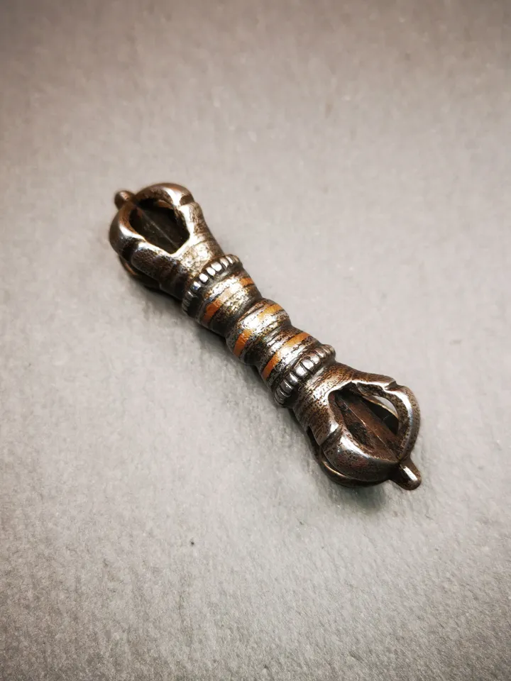 Vintage Tibetan Ritual Implement by Gandhanra - Five-Pronged Vajra Dorje of Vajrayana Buddhism - Made of Cold Iron