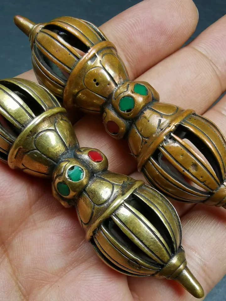 Gandhanra Handmade Vintage Nine-pronged Vajra Dorje ,Tibetan Tantric Buddhism (Vajrayana) Ritual Implement,3.0"