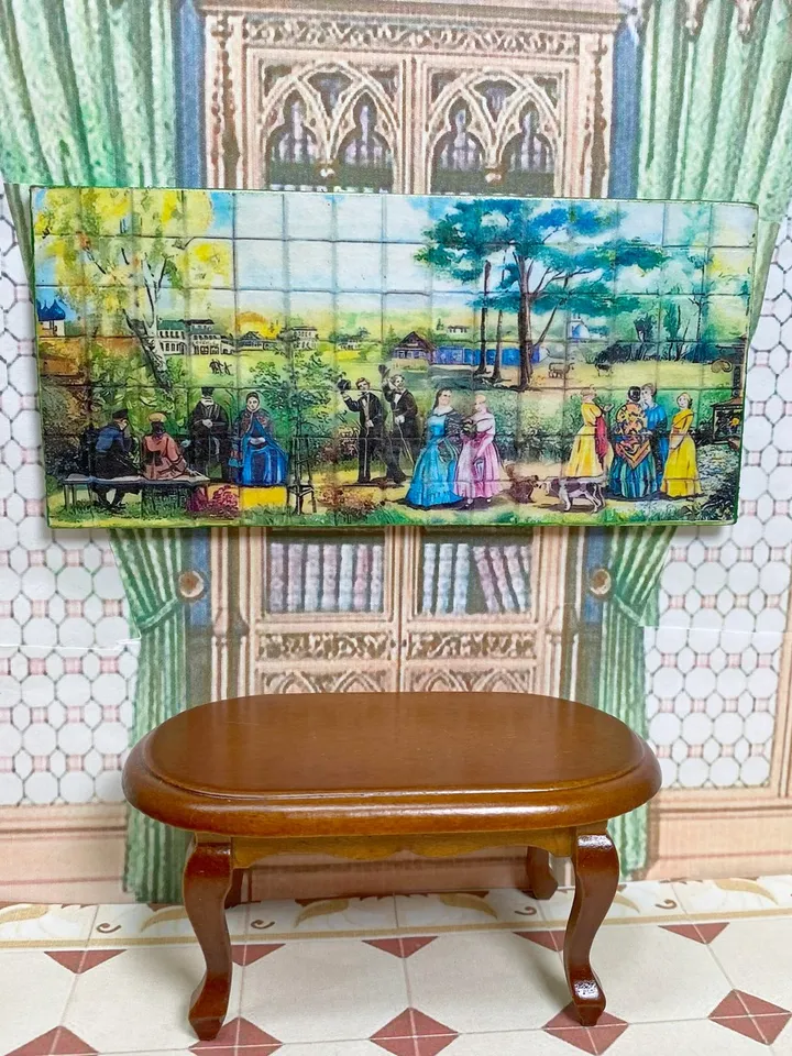 Dollhouse panel. 1:12. Handcrafted. Imitation tiles. Wall panel. Miniature dollhouse.