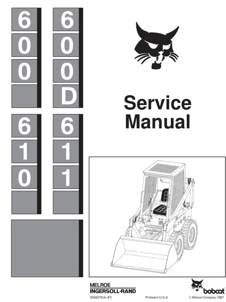 BOBCAT 600D 610 611 SKID STEER LOADER SERVICE SHOP REPAIR MANUAL