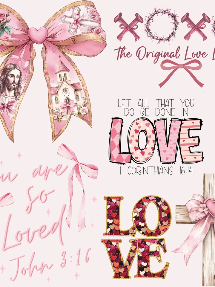 38 Bestseller Christian valentine png bundle,Jesus valentine bundle png, retro Jesus valentine bible verse Valentine Coquette Bow Jesus