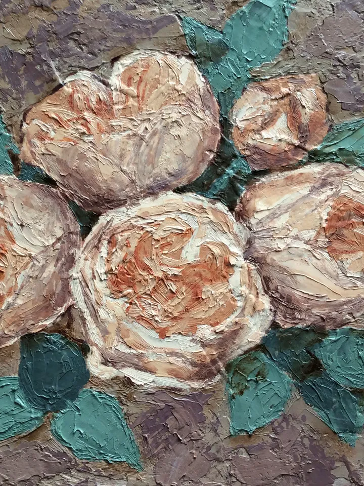 "Roses" oil small impasto painting flower stilllife original wall art picture artwork floral