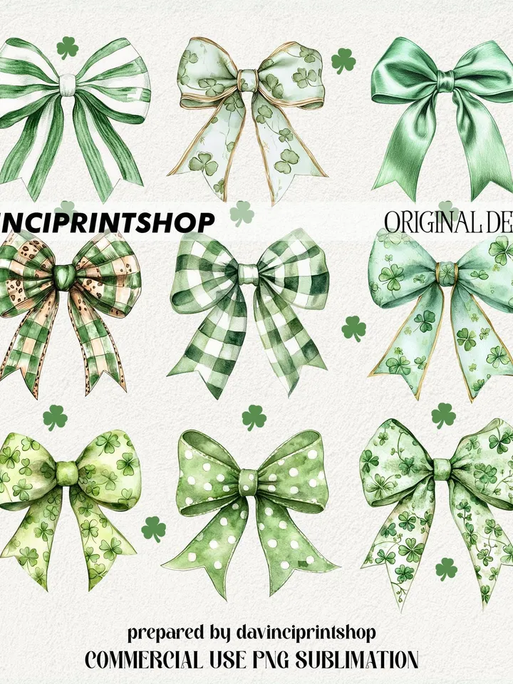 Coquette St Patrick's Day PNG, Coquette St Patty's Day png, Green Bow png, Lucky Shamrock PNG, Irish png, St Patricks Day png, Retro png
