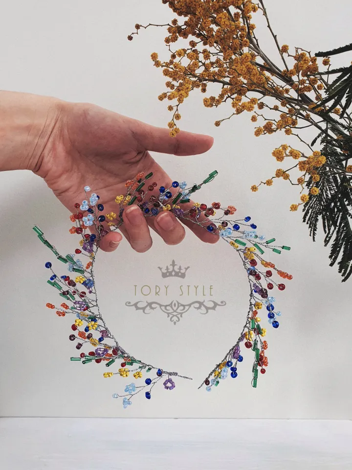 Rainbow wreath, Rainbow tiara, Baby headpiece, multicolored head wreath, Rainbow accessories, Flowers headpiece, Pride wedding, Lgbt bride