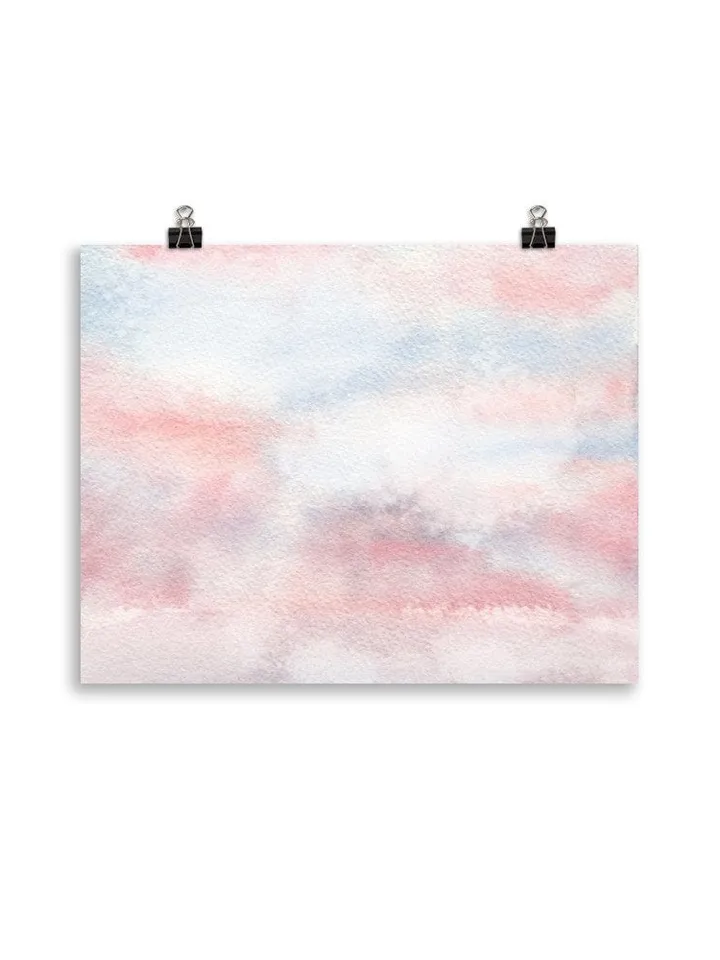 Pastel Cloud Print, Watercolor Painting, Cloud Art Print, Pink Sunset Print, Watercolor Sky, Above The Bed Art, Blush Pink Wall Art Print