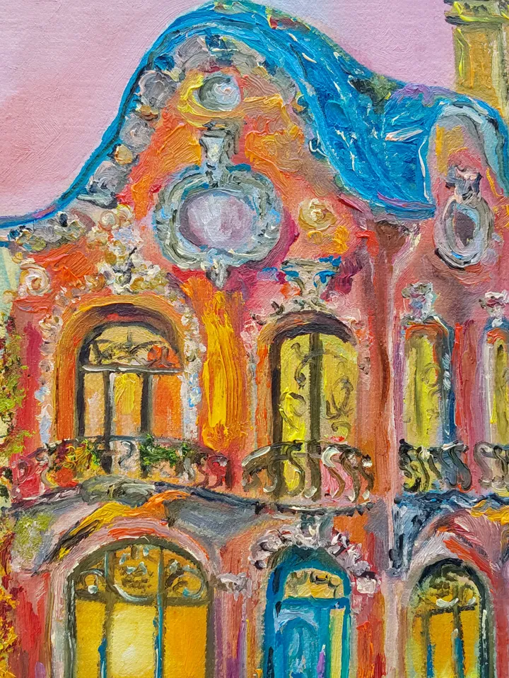Oil painting on canvas "House in Baroque style" 25x35cm (10x14 inch)