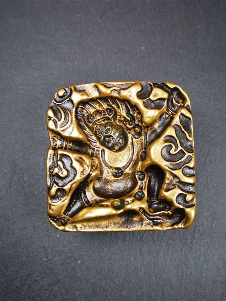 Gandhanra Old Tibetan Buddha Statue Tsa Tsa Mold, Mahakala Tsha Tsha Mould For Making Clay Statue,2.36&quot;,about 70 Years Old