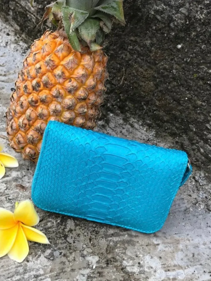 Genuine python skin turquise wallet | Small wallet | Exotic leather wallet | Women wallet | Snake trendy Wallet | Snakeskin designer wallet