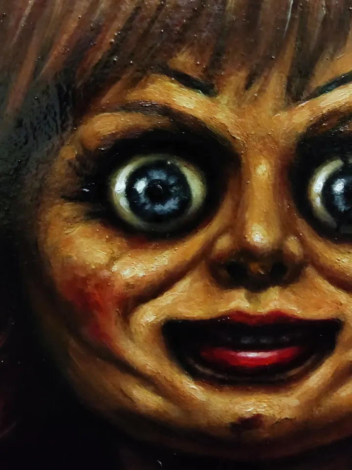 Original Oil painting Annabelle doll horrorart