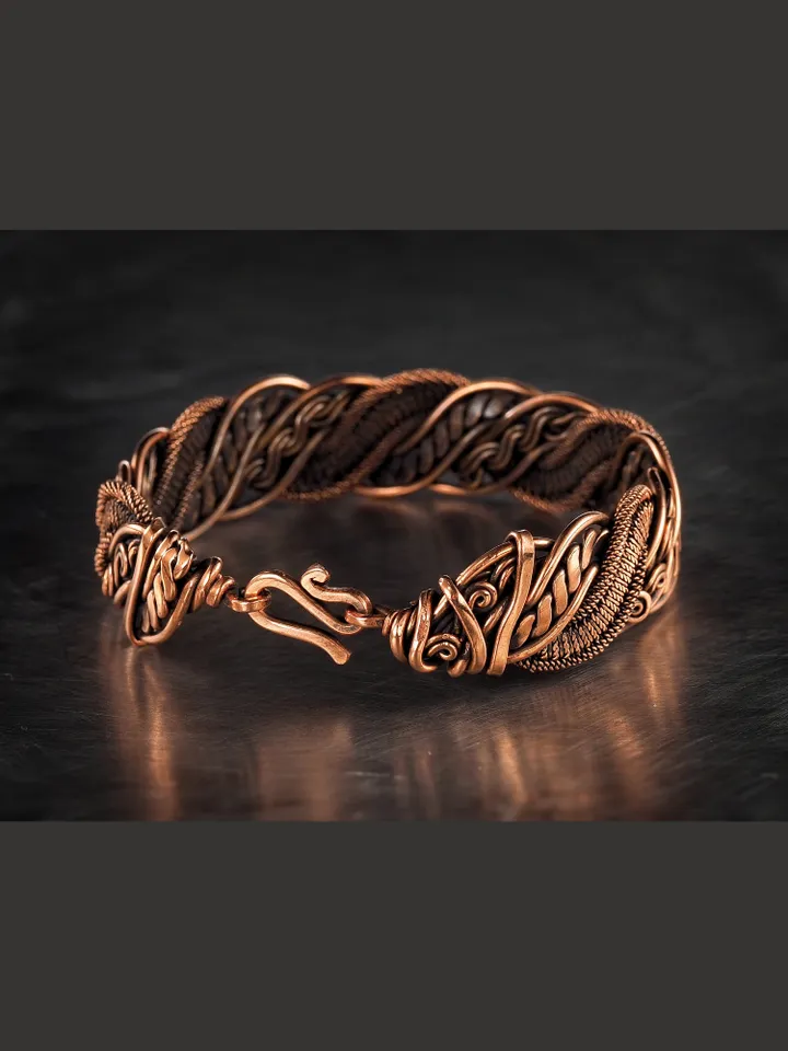 Wire wrapped copper bracelet for woman Antique style copper jewelry WireWrapArt
