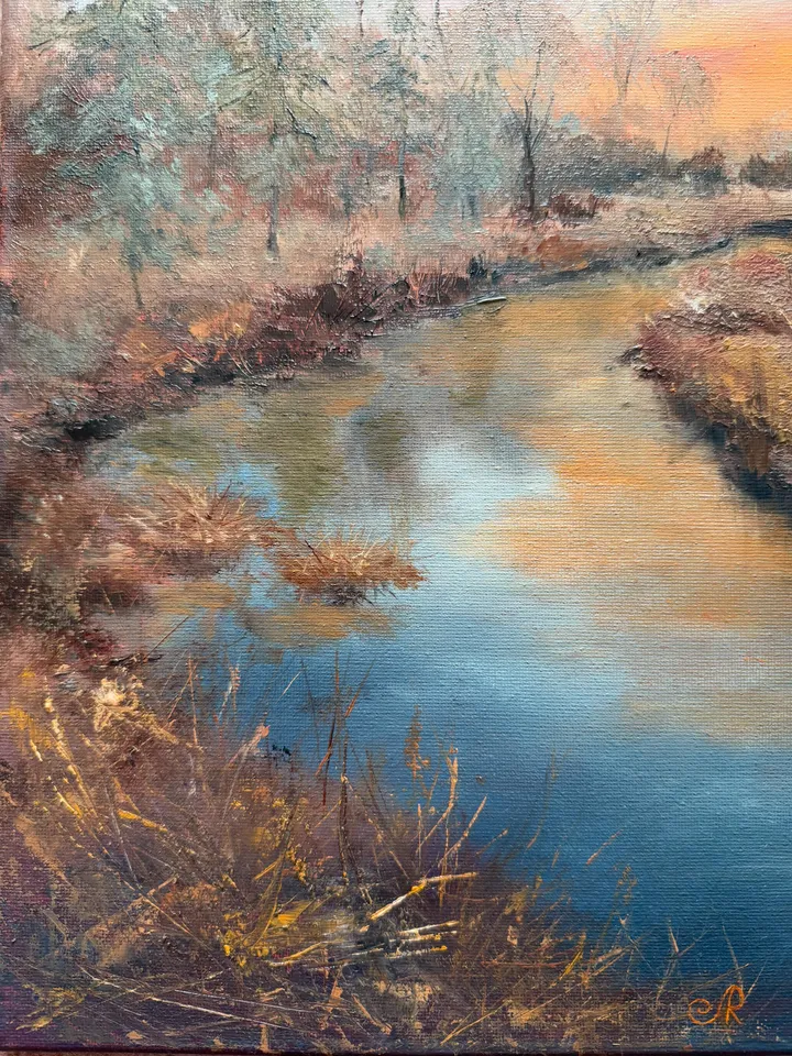 Landscape Original Painting Autumn Oil Wall Art Forest Artwork