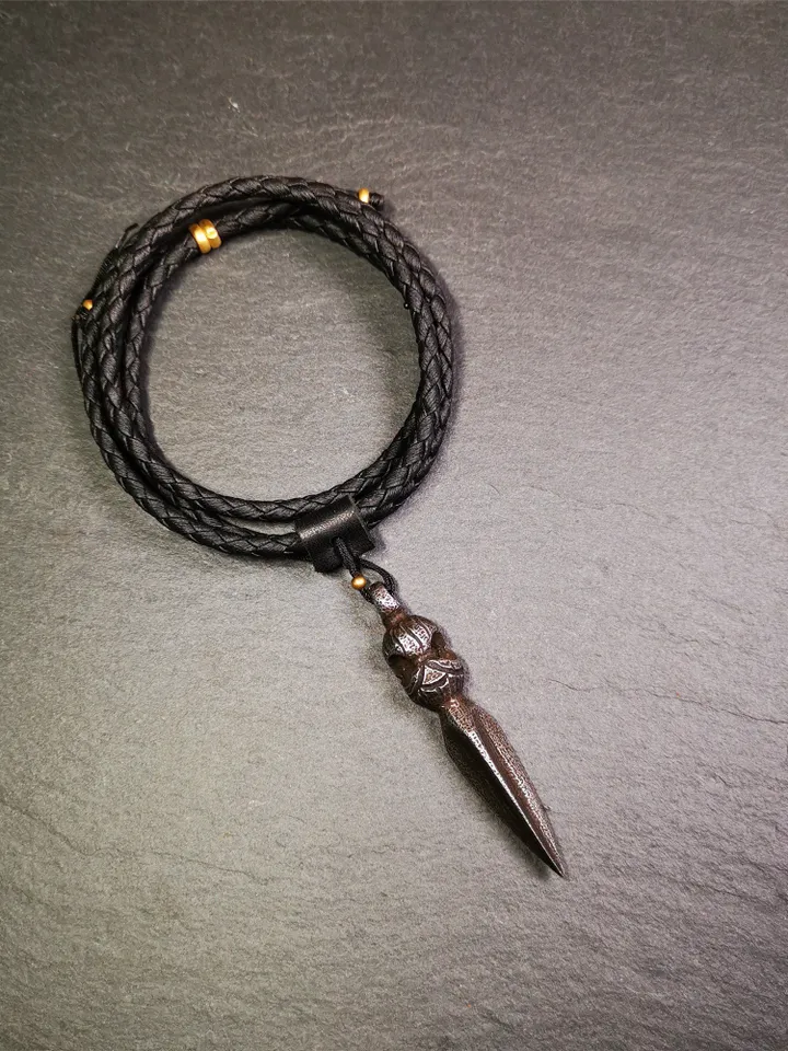 Gandhanra Handmade Skull Phurba Amulet,Kila - Dorje Phurba,Tibetan Budhist Ritual Implement Pendant,Made of Cold Iron,2.48"
