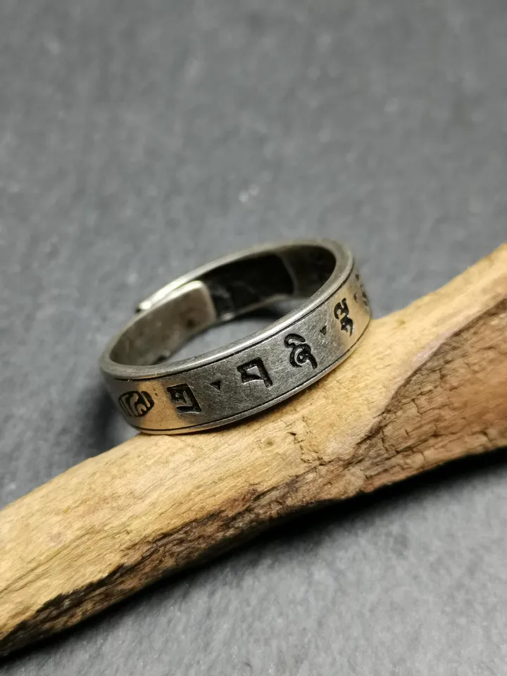 Gandhanra Unique Handcrafted Tibetan Silver Ring | Yellow Jambhala | Adjustable Size | Protection Jewelry | Spiritual Gift