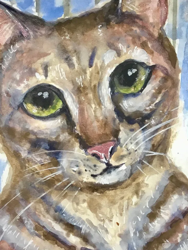 Andy-cat painting,original watercolor painting,one of kind,cat lovers gifts,wall decoration
