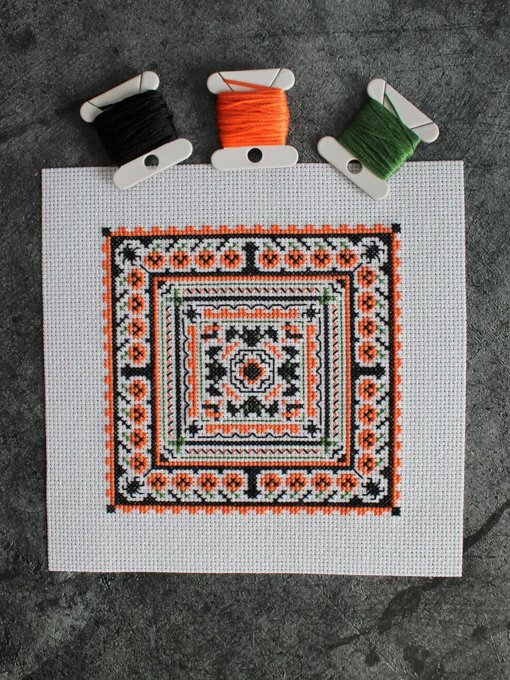 Cross stitch pattern Halloween, PDF cross stitch pattern Geometry