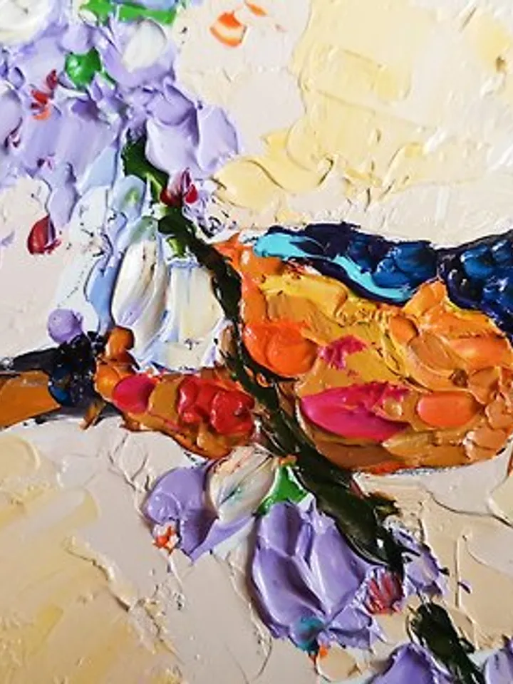 Baltimore Oriole Painting 油畫原作 Oil Bird 手工油 Original Art 掛畫 Animal by Verafe