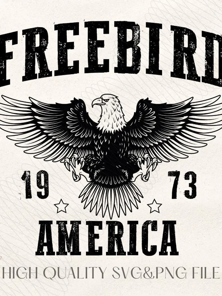 free bird america svg, eagle svg, rock & roll tshirt designs, classic southern rock band cut files, cricut / silhouette cutting files