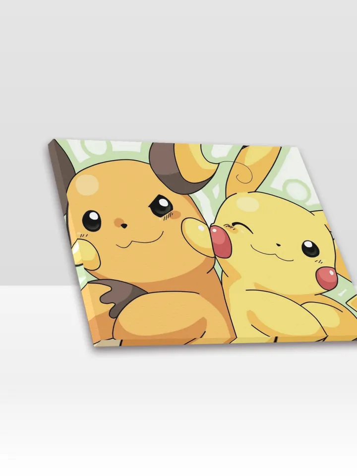 Pikachu and Raichu Frame Canvas Print