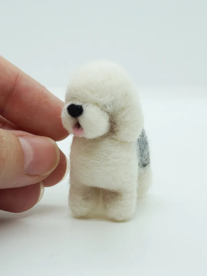 Miniature old English sheepdog, needle felted dog, pet portrait, made to order