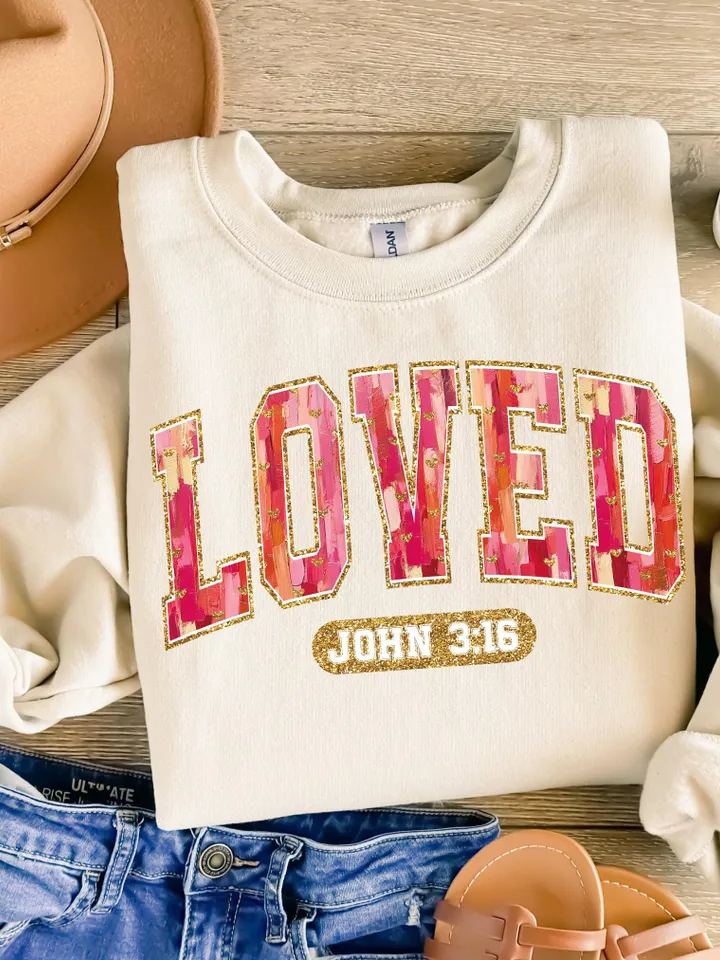 Christian Valentines Png, Loved John 3:16 Png, Bible Verse Png, XOXO Png, Brushstroke Valentine Png, Checkered Varsity Png, Digital File