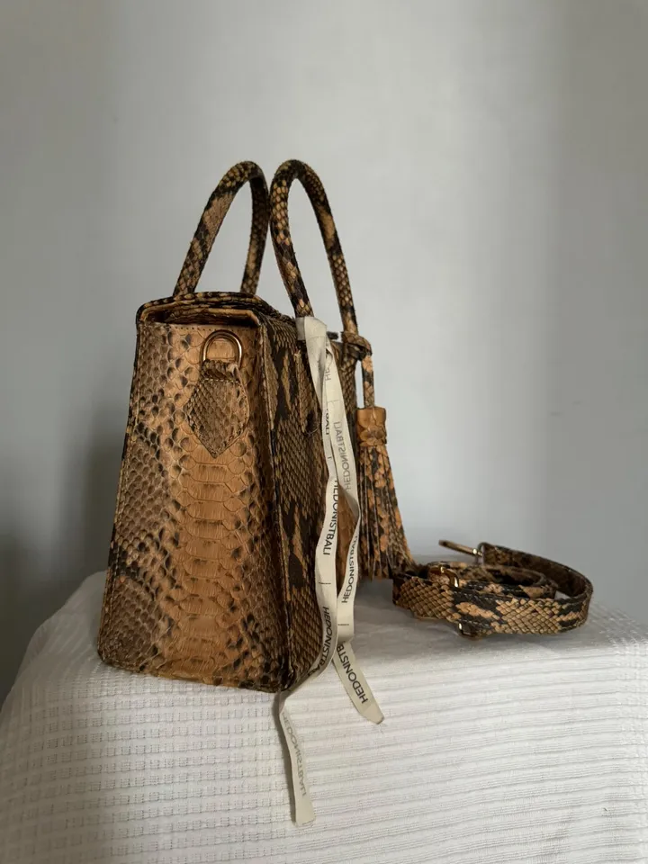 Top handle beige classy MORA genuine python skin bag | exotic leather bags | Elegant everyday women purse | snakeskin bag| designer bag
