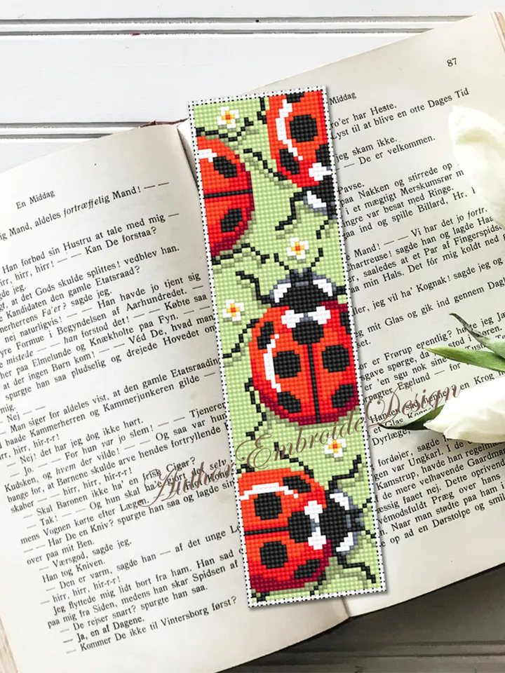 Beetle bookmark set cross stitch pattern PDF download Small Bug cross stitch chart, Bookmark pattern digital PDF, Stag beetle, Ladybug #B285